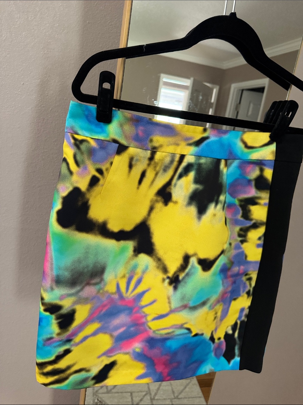 Moschino Multicolor Abstract Mini Skirt with Black Side Panel
